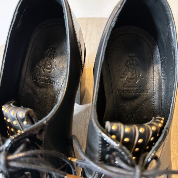 Office of Angela Scott Mrs. Robinson Black Leather Women’s Oxford Heel Shoes 8.5 - Picture 7 of 12